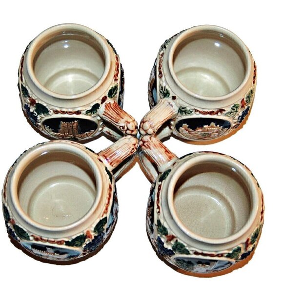 Gerz German Castle 4 Coffee Mugs Tartarian German Made - Picture 6 of 8